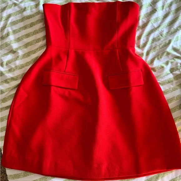 Odd Muse Red Strapless Dress - Picture 2 of 7